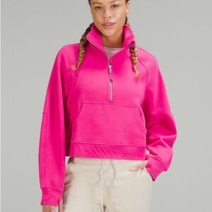 ✨Rare✨ Lululemon Sonic Pink Scuba Oversized Funnel Neck Half Zip top, size XS/ S